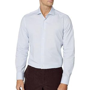 Hackett London Twee Grafische Kraag Check Heren Shirt, wit (wit/blauw).