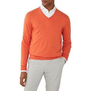 Hackett London Heren katoenen kasjmier V-hals gebreide kleding, Oranje (Mandarijn Oranje), XL