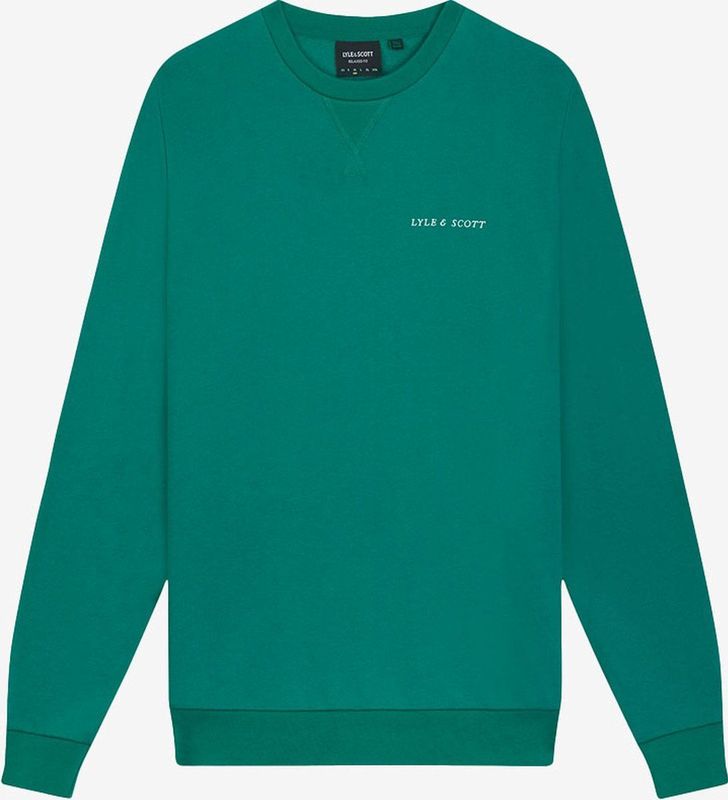 Loopback Embroidered Crew Neck Sweatshirt - Groen