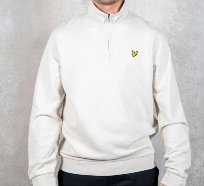 Lyle & Scott - Loopback Quarter Zip Sweater - Beige - Katoen