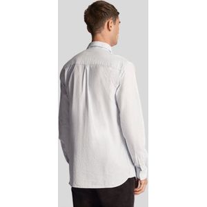 Lyle&Scott casual overhemd normale fit lichtblauw en wit gestreept borstzak katoen