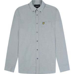 Lyle&Scott casual overhemd normale fit grijs/groen effen katoen