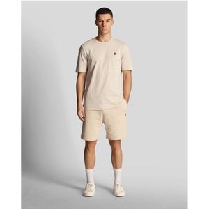 Lyle&Scott short effen beige slim fit katoen