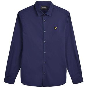 Lyle & Scott - Slim-fit Popeline Overhemd - Marineblauw - Lange Mouwen