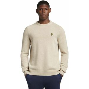 Lyle&Scott trui ronde hals beige effen lamswol