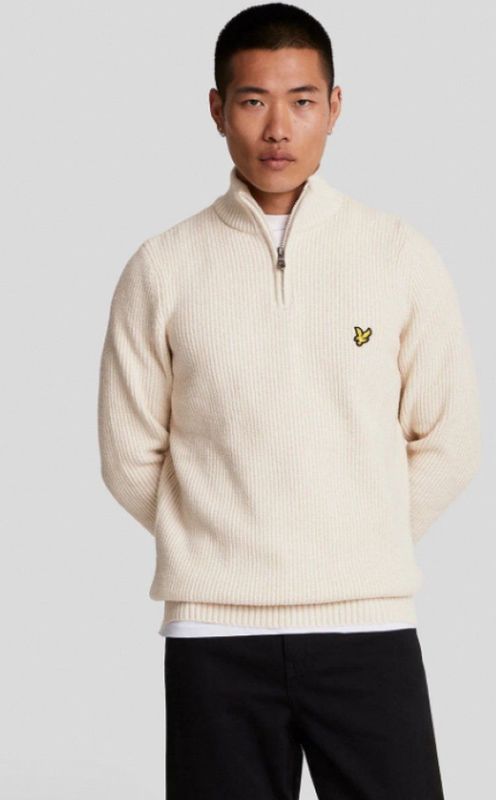 Lyle & Scott - Shaker Stitch 1/4 Zip Jumper - Beige - Katoenmix - Coltrui