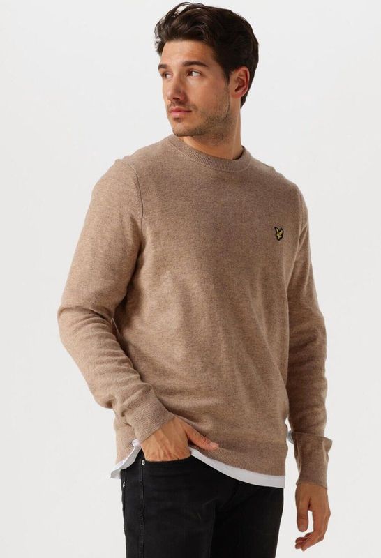 Lyle & Scott - Lambswool Blend Crew Neck Jumper - Beige - Heren