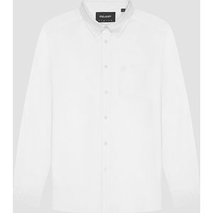 Lyle & Scott - Tonal Eagle Oxford Shirt - Wit - Overhemd - 100% Katoen