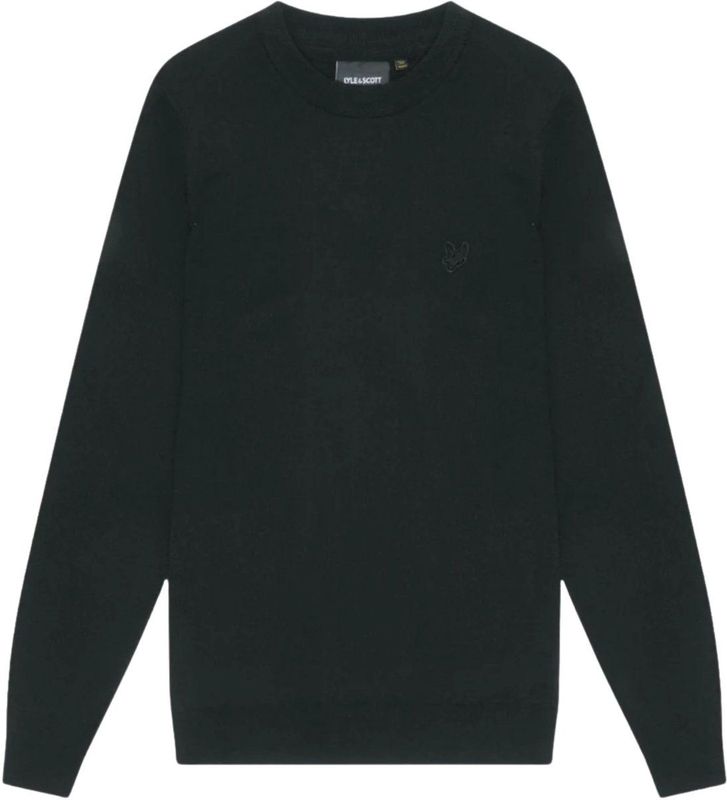 Lyle & Scott - Truien - Zwart - Wol - Merino Trui met Ronde Hals