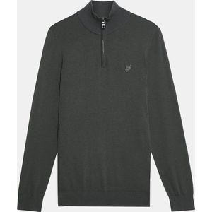 Lyle And Scott - Tonal Eagle - Merino Trui - Grijs - 1-4 Rits