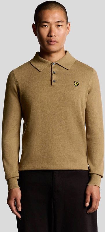 Lyle & Scott - Merino Mix - Lange Mouwen Polo Shirt - Bruin
