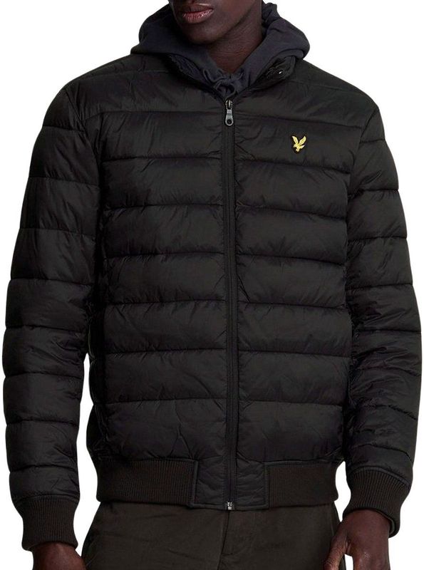 Lyle & Scott trechterhals gewatteerd gitzwart jack