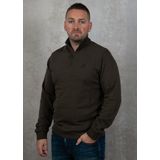 Lyle & Scott - Tonal Eagle Quarter Zip - Sweatshirt - Bruin - 100% Katoen