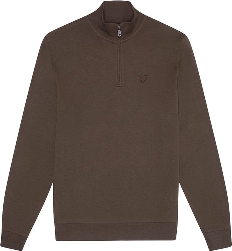 Lyle & Scott - Tonal Eagle Quarter Zip - Sweatshirt - Bruin - 100% Katoen