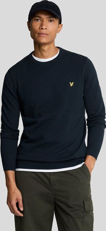 Lyle & Scott - Gebreide Trui - Donkerblauw - Katoen - Regular Fit