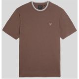 Lyle & Scott - T-shirt - Bruin - Katoen - Met Getipte Rand