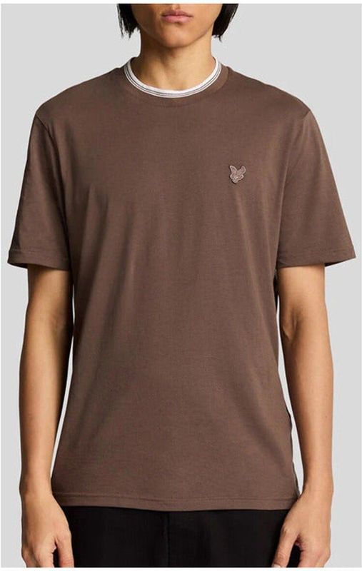 Lyle & Scott - T-shirt - Bruin - Katoen - Met Getipte Rand