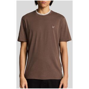 Lyle & Scott - T-shirt - Bruin - Katoen - Met Getipte Rand