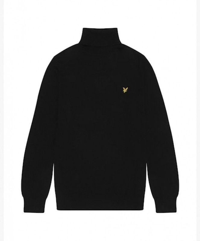 Lyle & Scott Cotton merino turtleneck jumper - jet black
