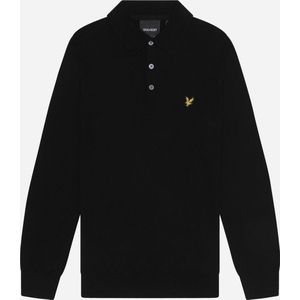Lyle & Scott - Cotton Merino Long Sleeve Knitted Polo - Sweater - Zwart -