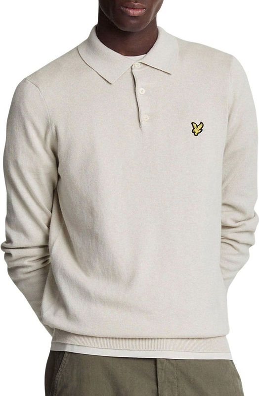 Lyle & Scott - Katoen Merino Polo - Beige - Lange Mouwen