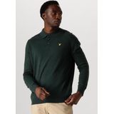 LYLE & SCOTT - COTTON MERINO LONG SLEEVE KNITTED POLO - Donkergroen - Katoen en Merinowol