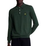 LYLE & SCOTT - COTTON MERINO LONG SLEEVE KNITTED POLO - Donkergroen - Katoen en Merinowol