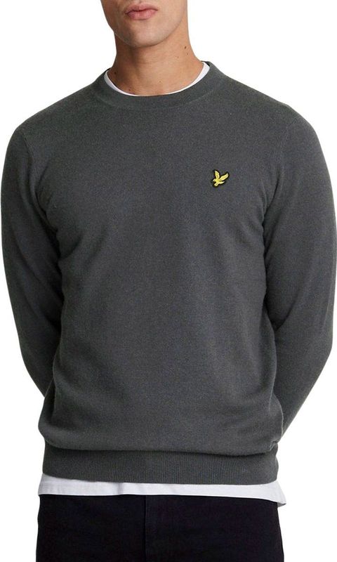 Lyle & Scott Cotton Merino Crew Neck Jumper Truien & Vesten Heren - Sweater - Hoodie - Vest- Donkergrijs - Maat XS