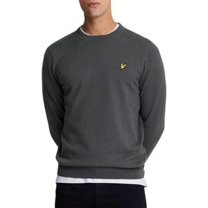LYLE & SCOTT - COTTON MERINO CREW NECK JUMPER - Donkergrijs - Katoen/Merino