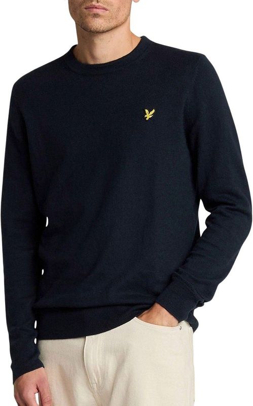 Lyle & Scott - Gebreide Trui - Donker Marineblauw - Katoen - Merinowol