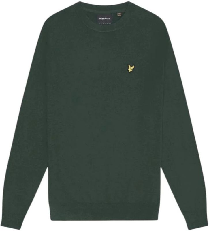 Lyle & Scott katoenen merino trui met ronde hals - diepgroen