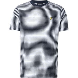 Lyle & Scott - Linen Blend Breton Stripe - T-shirt - Wit/Marineblauw