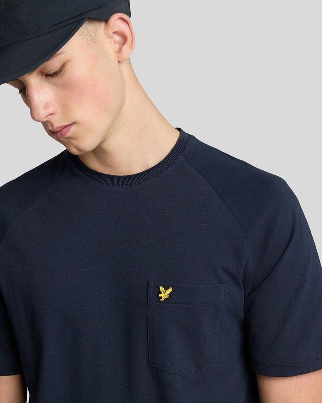 Lyle & Scott - Linnenmix Raglan T-shirt - Blauw - Regular Fit