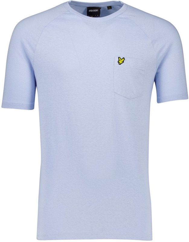 Lyle&Scott - T-shirt - Lichtblauw - Katoen/Linnen - Ronde Hals