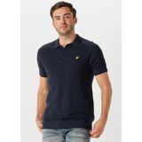 Lyle & Scott - Linnenmix Gebreide Polo - Donkerblauw
