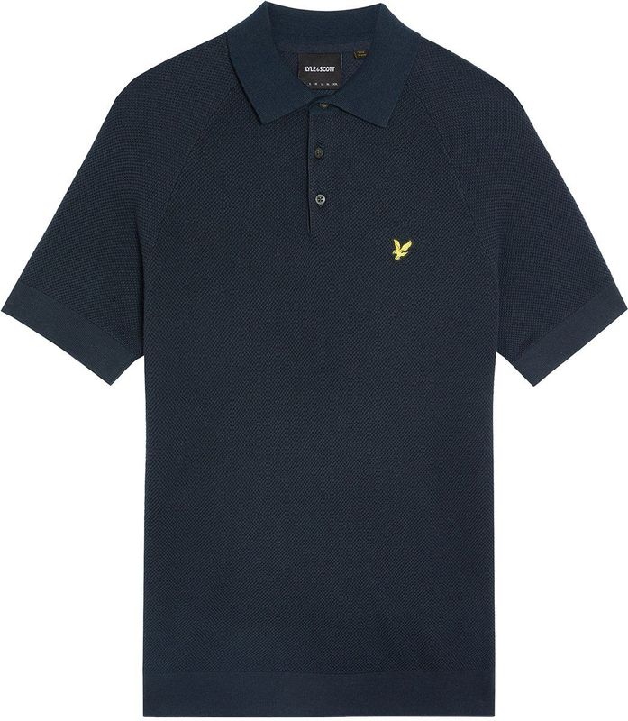 Lyle & Scott - Linnenmix Gebreide Polo - Donkerblauw