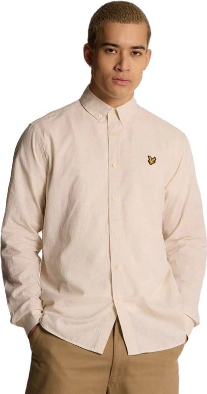 Linnen Blend Oxford Shirt - Langsleeve - Blauw - Katoenmix