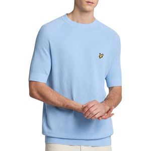 Lyle & Scott - Gebreid T-shirt - Blauw - Linnenmix