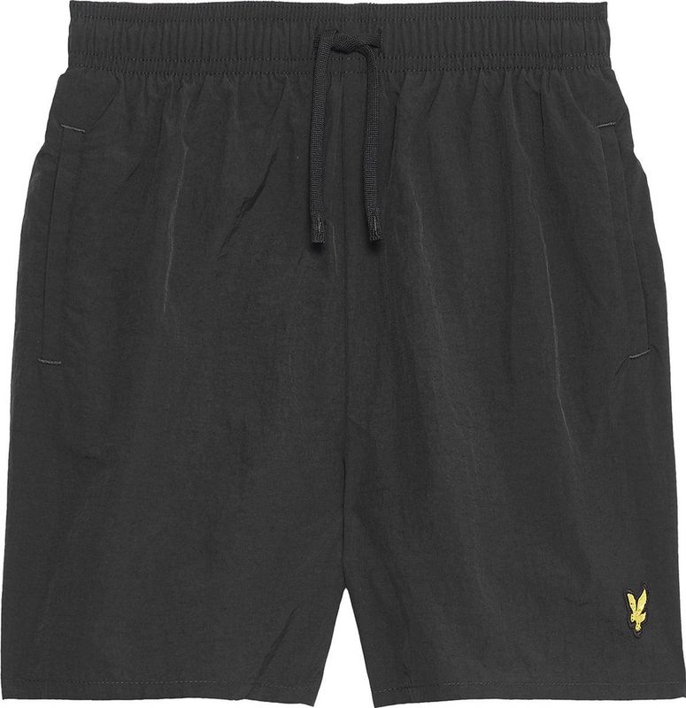 Lyle and Scott Junior - Zwembroek - Zwart - Elastische Tailleband - Geel Vogeltjes Logo