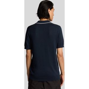Lyle & Scott - Tipped Knitted Open Collar Poloshirt - Donkerblauw - Poloshirt