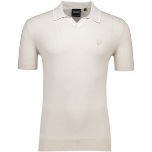 Lyle&Scott - Tipped Knitted Open Collar Polo Shirt - Beige - Katoen