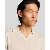 Lyle & Scott gebreide polo met open kraag en punt - pruimtruffel
