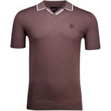 Lyle & Scott gebreide polo met open kraag en punt - pruimtruffel