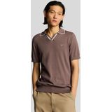 Lyle & Scott gebreide polo met open kraag en punt - pruimtruffel