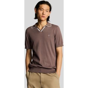 Lyle & Scott gebreide polo met open kraag en punt - pruimtruffel