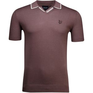 Lyle&Scott - Tipped Knitted Open Collar Polo Shirt - Bruin - Katoen