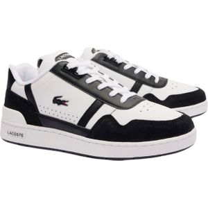 Lacoste, Schoenen, Heren, Zwart, 42 1/2 EU, Leer, Retro Mesh Sneaker - Wit/Zwart