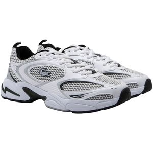 Lacoste - Logo Sneakers - Wit-Zwart-Zilver - Mesh en Plastic