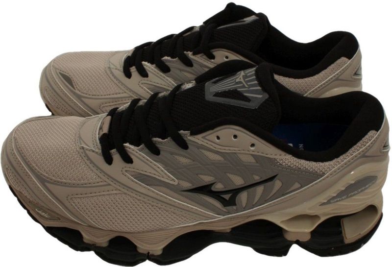 Mizuno - Wave Prophecy LS - Sneakers - Grijs - Beige - Zwart - Mesh Design