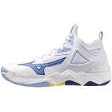 Mizuno - WAVE MOMENTUM 3 MID - Korfbalschoenen - Wit/BellwetherBlauw/BelAirBlu